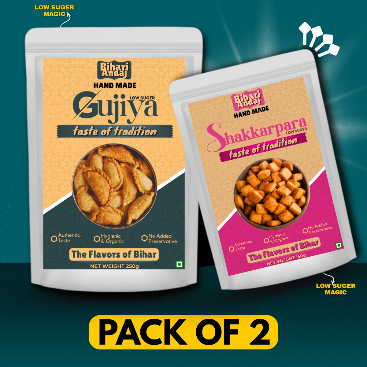 Sweet Combo – Sugar Gujiya & Sakarpala | Traditional Indian Sweets with Coconut, Ghee & Cardamom | Homemade Taste | No Preservatives - Image 1